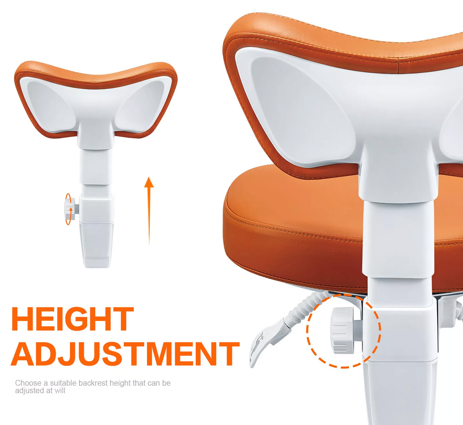 PLST-060 Adjustable Ergonomic Dental Operator Assistant Chair Dental Hygienist Saddle Stools